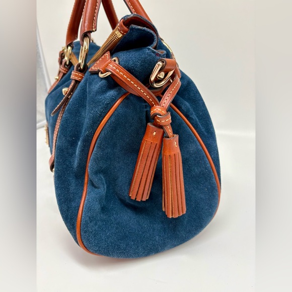 Dooney Bourke RARE Blue Suede Nubuck Satchel in Large - Picture 9 of 9